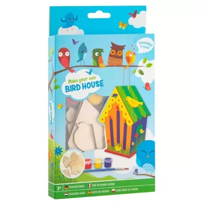 CASA DE PÁSSAROS EM MADEIRA PARA MONTAR E COLORIR, MOXY