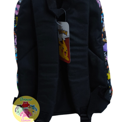 CONJUNTO ESCOLAR MOCHILA E ESTOJO REDONDO POKÉMON AZUL E PRETO