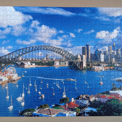 Puzzle com foto da ponte de Sydney e barcos no mar