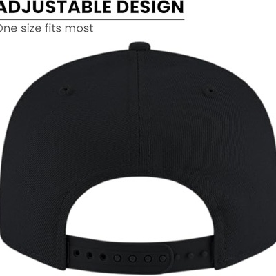 Boné preto ajustável visto pela parte traseira com fecho com botões