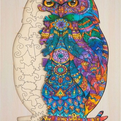 UNIQUE SHAPES - PUZZLE EM MADEIRA CORUJA 130 PEÇAS, GRAFIX