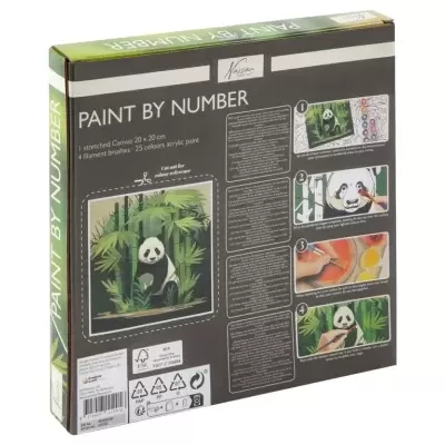 CONJUNTO PINTURA POR NÚMEROS CANVAS 20X20CM PANDA NASSAU
