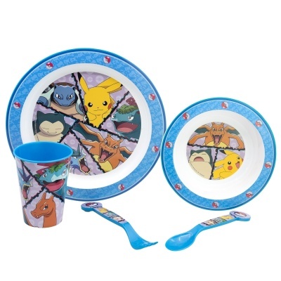 CONJUNTO MICROONDAS 5 PEÇAS REFEIÇÃO INFANTIL - POKÉMON