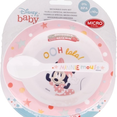 CONJUNTO MICROONDAS TIGELA E COLHER PARA BEBÉS - MINNIE MOUSE