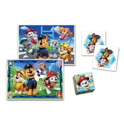 Jogo de cartas Paw Patrol com personagens em uniforme colorido