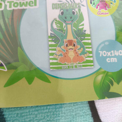 TOALHA DE PRAIA CRIANÇA MICROFIBRA DINOSSAUROS