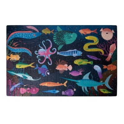 PUZZLE FLUORESCENTE BRILHA NO ESCURO OCEANO - 104 PEÇAS, APLI PUZZLE FLUORESCENTE BRILHA NO ESCURO OCEANO - 104 PEÇAS, APLI