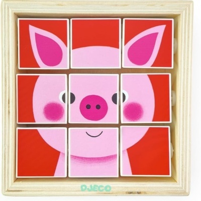 ANIMOROLL - PUZZLE EM MADEIRA DE BLOCOS COM ANIMAIS, DJECO