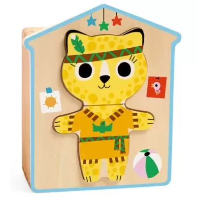 DRESSUP MIX - PUZZLE DE MADEIRA PARA VESTIR GATINHOS, DJECO
