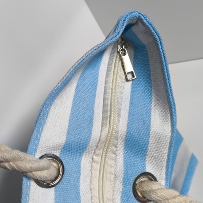 SACO DE PRAIA COM ALÇAS DE CORDA RISCAS CLÁSSICAS