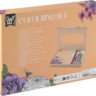 LIVRO DE COLORIR COM 10 LÁPIS DE COR E 96 DESENHOS FLORAIS, CRAFT ID