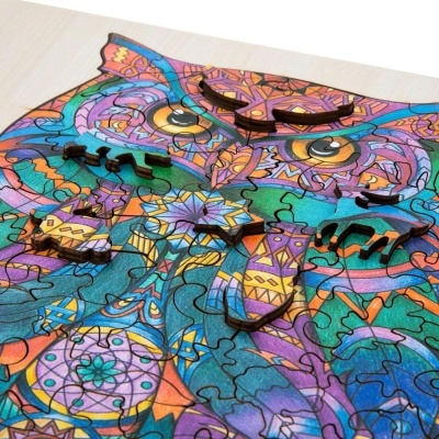 UNIQUE SHAPES - PUZZLE EM MADEIRA CORUJA 130 PEÇAS, GRAFIX