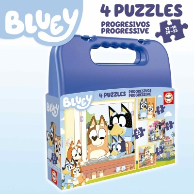 MALA COM 4 PUZZLES PROGRESSIVOS - BLUEY, EDUCA