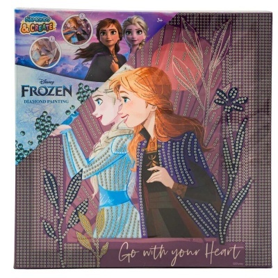 PINTURA DE DIAMANTES EM CANVAS 29X29CM - ANNA E ELSA (FROZEN), CANENCO