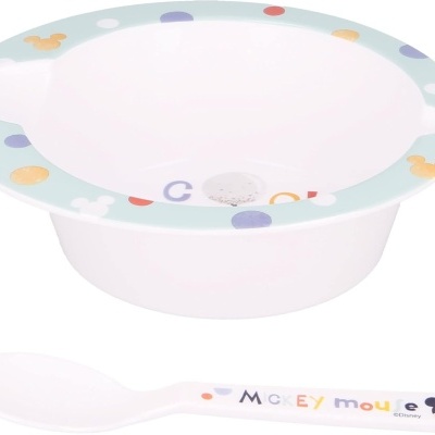CONJUNTO MICROONDAS TIGELA E COLHER PARA BEBÉS - MICKEY MOUSE