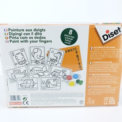 Caixa de kit de pintura a dedo infantil Diset com tintas coloridas e folhas para pintar