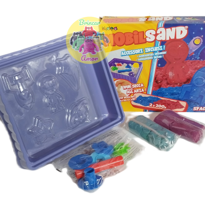 AREIA CINÉTICA 2X200g COM FORMAS E ACESSÓRIOS, MOBILSAND