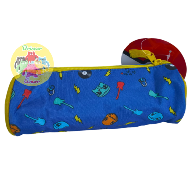 CONJUNTO ESCOLAR MOCHILA E ESTOJO REDONDO POKÉMON AZUL E PRETO