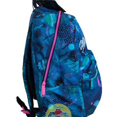 MOCHILA ESCOLAR 42CM STITCH AZUL E ROSA