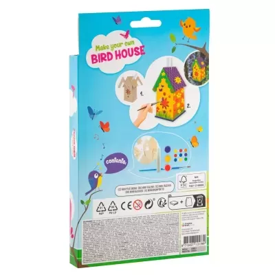 CASA DE PÁSSAROS EM MADEIRA PARA MONTAR E COLORIR, MOXY