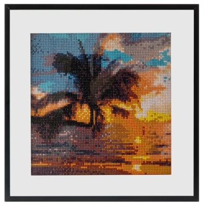 PINTURA DE DIAMANTES 30X30CM - PÔR DO SOL NA PRAIA, CRAFT ID