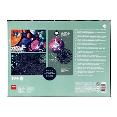 PUZZLE FLUORESCENTE BRILHA NO ESCURO SISTEMA SOLAR - 104 PEÇAS, APLI PUZZLE FLUORESCENTE BRILHA NO ESCURO SISTEMA SOLAR - 104 PEÇAS, APLI