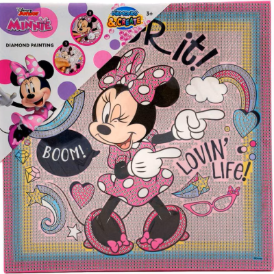 PINTURA DE DIAMANTES EM CANVAS 29X29CM MINNIE MOUSE CANENCO