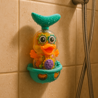 BRINQUEDO DE BANHO EM FORMA DE PATO COM ENGRENAGENS