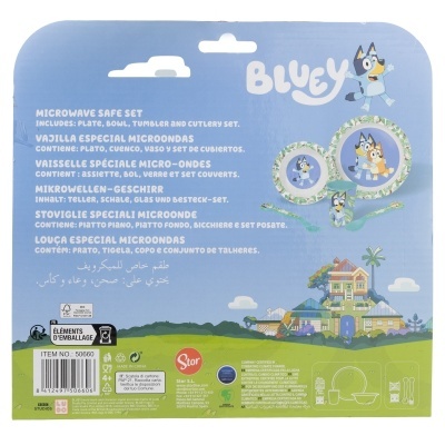 CONJUNTO MICROONDAS 5 PEÇAS REFEIÇÃO INFANTIL - BLUEY