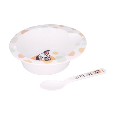 CONJUNTO MICROONDAS TIGELA E COLHER PARA BEBÉS - 101 DÁLMATAS