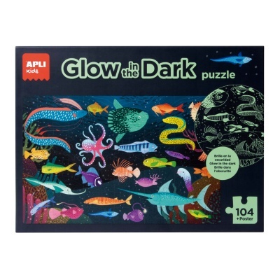 PUZZLE FLUORESCENTE BRILHA NO ESCURO OCEANO - 104 PEÇAS, APLI PUZZLE FLUORESCENTE BRILHA NO ESCURO OCEANO - 104 PEÇAS, APLI