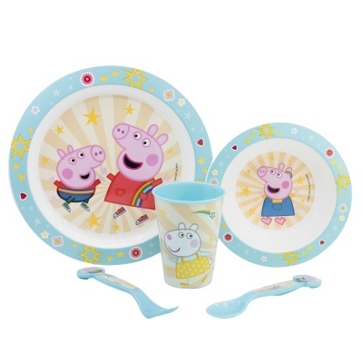 CONJUNTO MICROONDAS 5 PEÇAS REFEIÇÃO INFANTIL - PEPPA PIG