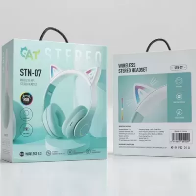 HEADPHONES BLUETOOTH E LUZ RGB PARA CRIANÇA - GATO