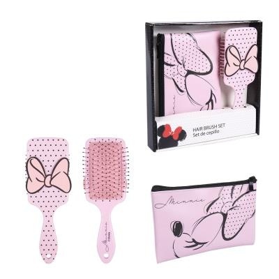 CONJUNTO ESCOVA DE CABELO + BOLSA MINNIE ROSA