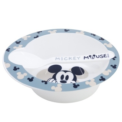 CONJUNTO MICROONDAS TIGELA E COLHER PARA BEBÉS - MICKEY MOUSE