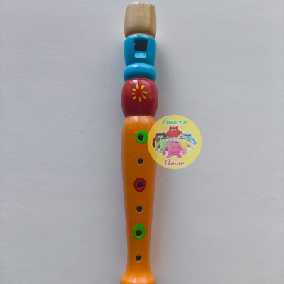FLAUTA DE BISEL INFANTIL EM MADEIRA 20CM