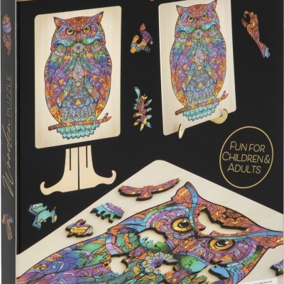 UNIQUE SHAPES - PUZZLE EM MADEIRA CORUJA 130 PEÇAS, GRAFIX