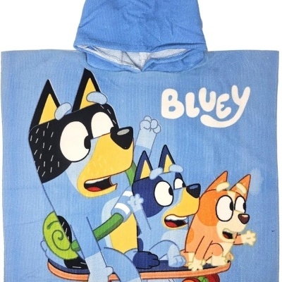 PONCHO CRIANÇA MICROFIBRA BLUEY E BINGO