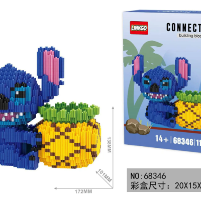 Blocos de construção Stitch com abacaxi e embalagem