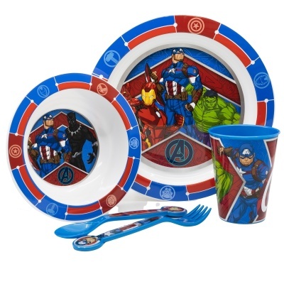 CONJUNTO MICROONDAS 5 PEÇAS REFEIÇÃO INFANTIL - AVENGERS