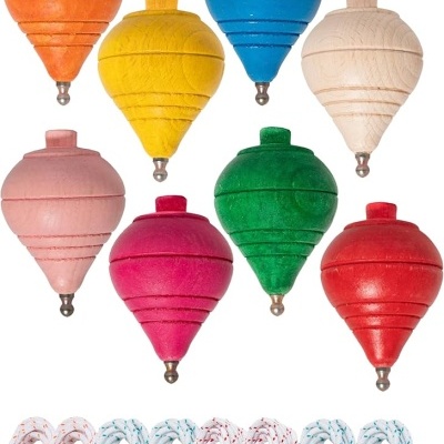 PIÃO DE MADEIRA COLORIDO 48MM