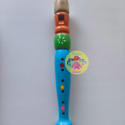 FLAUTA DE BISEL INFANTIL EM MADEIRA 20CM