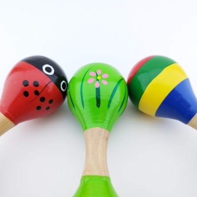 MARACA INFANTIL DUPLA EM MADEIRA 15CM