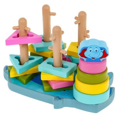 PUZZLE MULTIFUNCIONAL DE FORMAS EM MADEIRA - BASE ELEFANTE