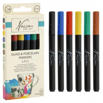 CONJUNTO 6 MARCADORES PARA VIDRO/PORCELANA NASSAU