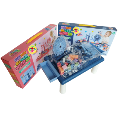 MESA INFANTIL COM BLOCOS DE CONSTRUÇÃO... PARQUE DE DIVERSÃO