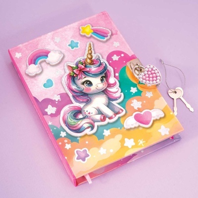 DIÁRIO 3D C/ CHAVE 300 PÁGINAS - UNICÓRNIO