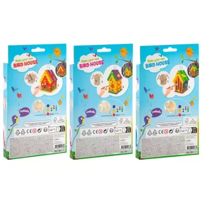 CASA DE PÁSSAROS EM MADEIRA PARA MONTAR E COLORIR MOXY