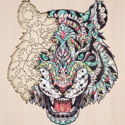 UNIQUE SHAPES - PUZZLE EM MADEIRA TIGRE 135 PEÇAS, GRAFIX
