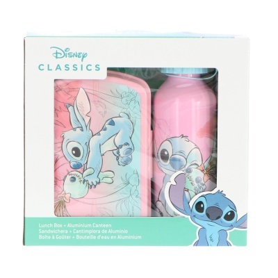 Conjunto Disney Classics com lunch box e garrafa de alumínio com Stitch